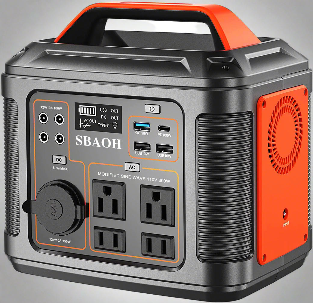296Wh Portable Solar Power Station 80,000mAh with 13 Ports AC/USB-C/DC for Camping & Emergencies
