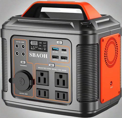 296Wh Portable Solar Power Station 80,000mAh with 13 Ports AC/USB-C/DC for Camping & Emergencies