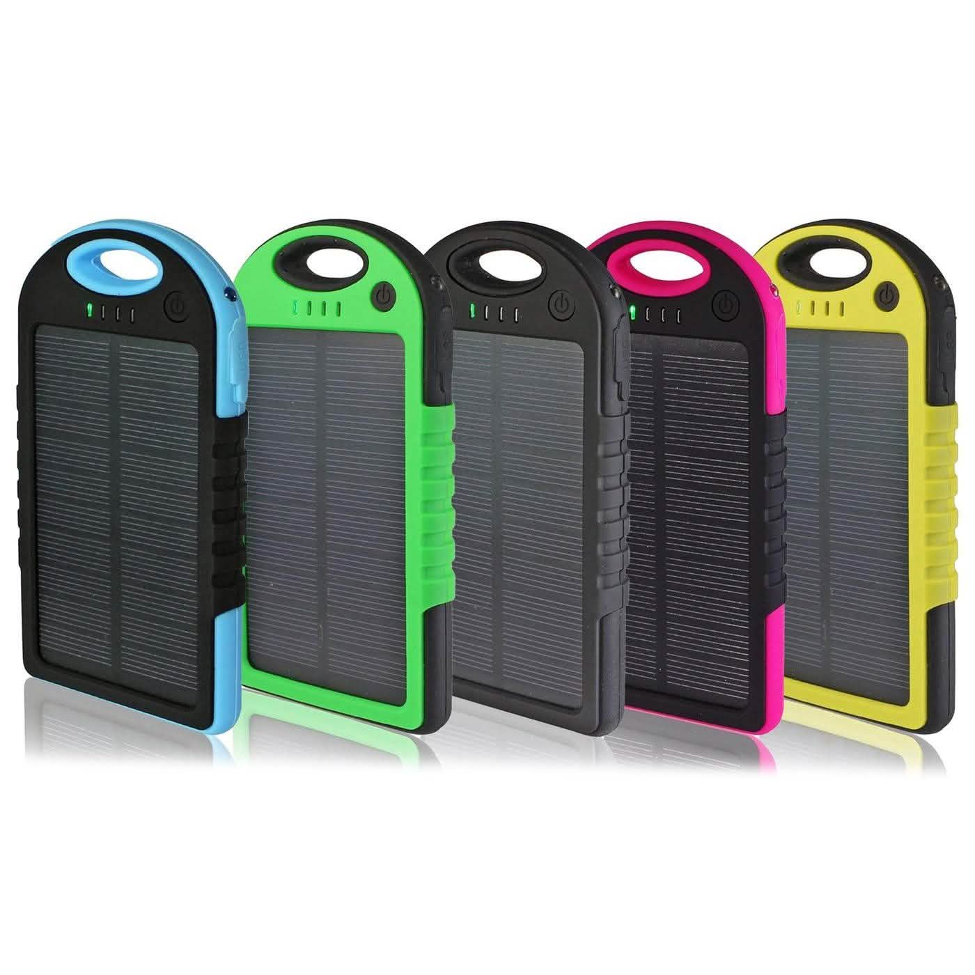 5,000mAh Water-Resistant Solar Smartphone Charger with Dual USB Ports & Flashlight