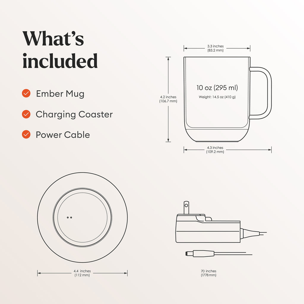 Ember Mug 2 Smart Temperature Control Coffee Mug 10oz & 14oz – Up to 1.5 Hour Battery