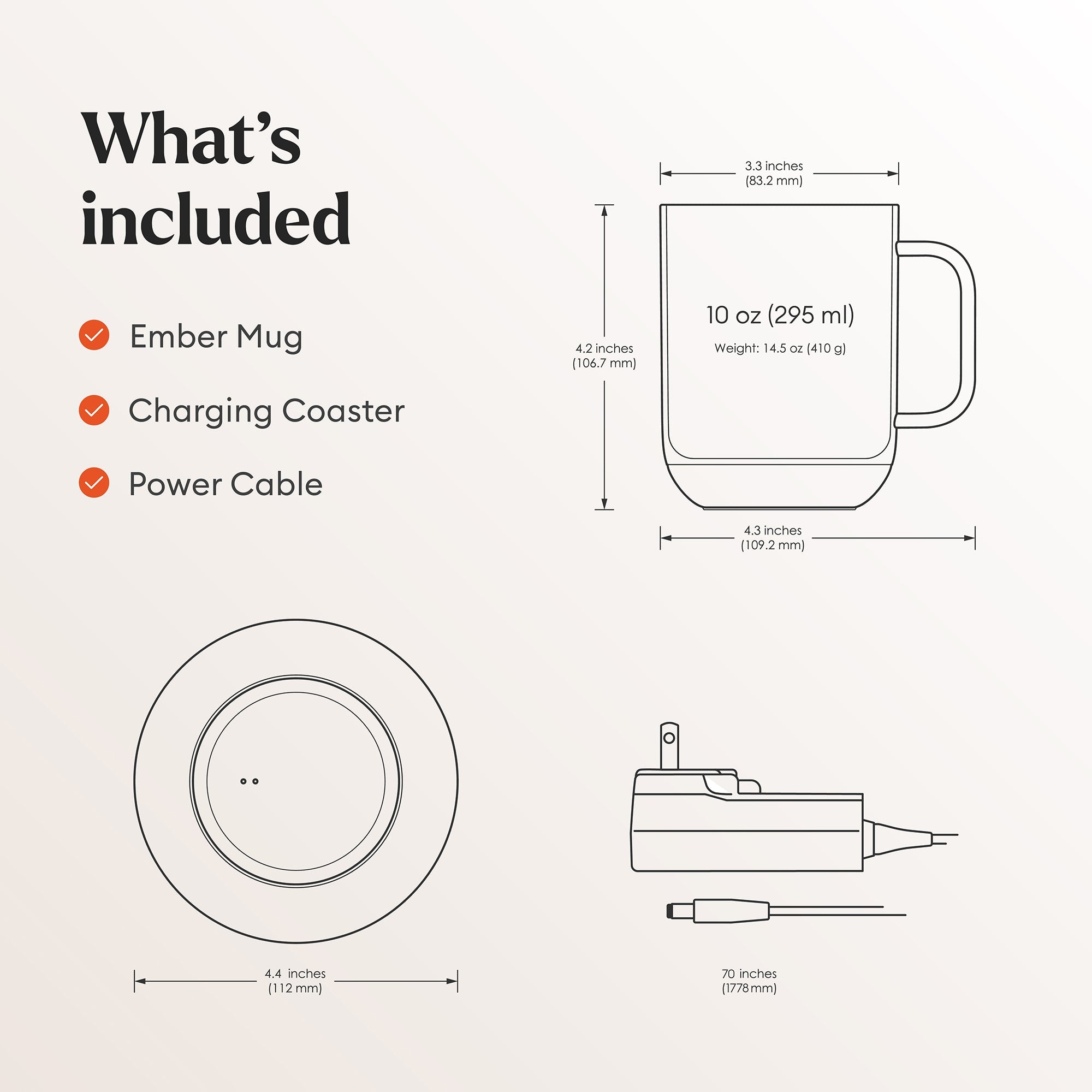 Ember Mug 2 Smart Temperature Control Coffee Mug 10oz & 14oz – Up to 1.5 Hour Battery