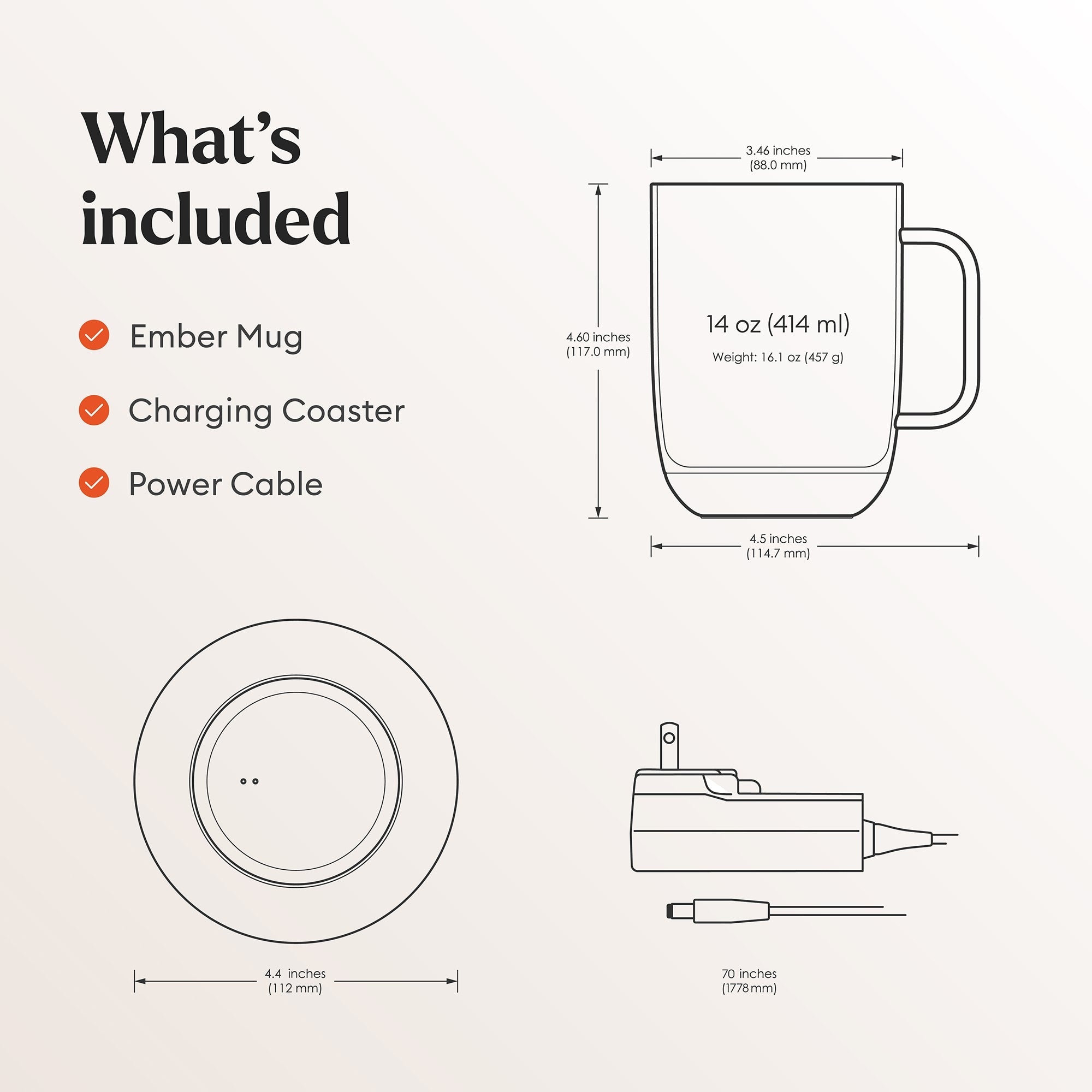 Ember Mug 2 Smart Temperature Control Coffee Mug 10oz & 14oz – Up to 1.5 Hour Battery