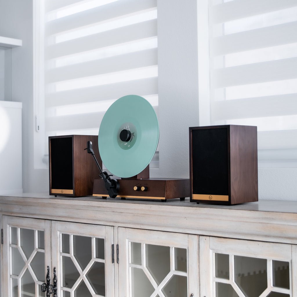 Fuse Audio GLD Vertical Vinyl Record Player with Bluetooth 5.3, 72W Speakers & Audio Technica Cartridge