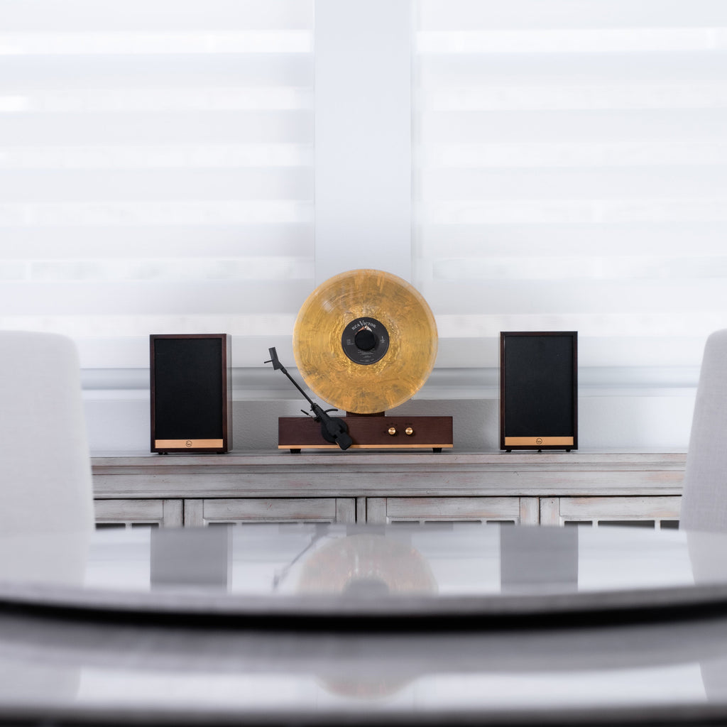 Fuse Audio GLD Vertical Vinyl Record Player with Bluetooth 5.3, 72W Speakers & Audio Technica Cartridge
