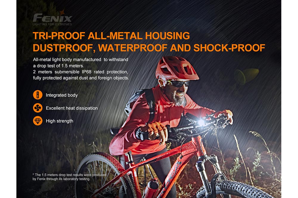 Fenix BC26R LED Bike Light 1600 Lumens USB-C Rechargeable IP68 Waterproof with 65-Hour Runtime