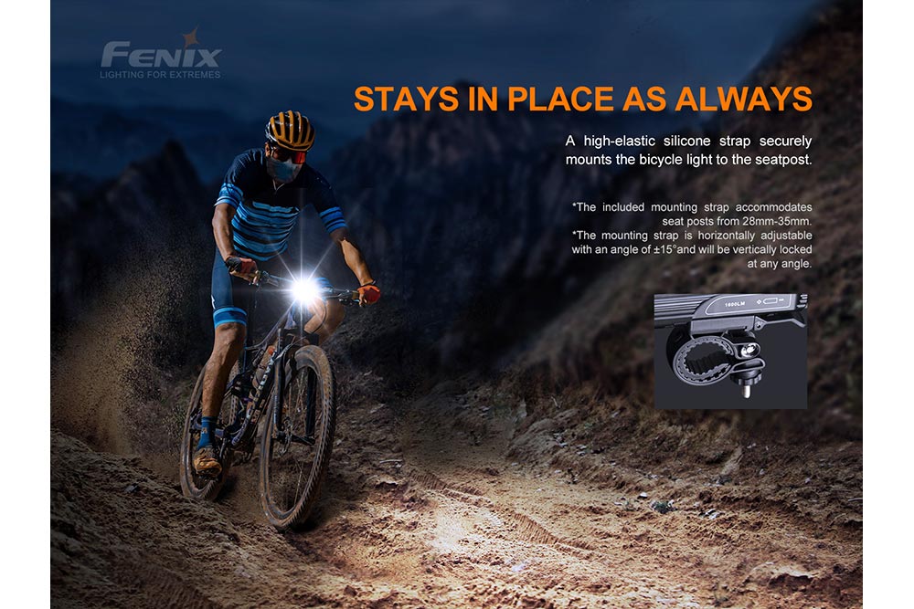 Fenix BC26R LED Bike Light 1600 Lumens USB-C Rechargeable IP68 Waterproof with 65-Hour Runtime