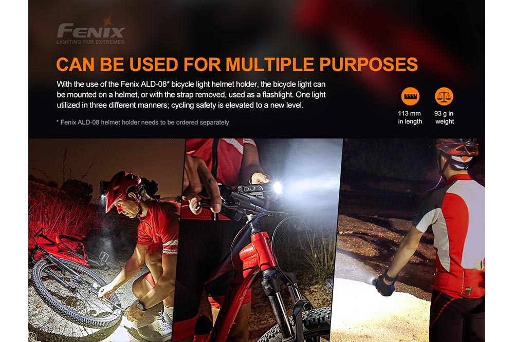 Fenix BC26R LED Bike Light 1600 Lumens USB-C Rechargeable IP68 Waterproof with 65-Hour Runtime