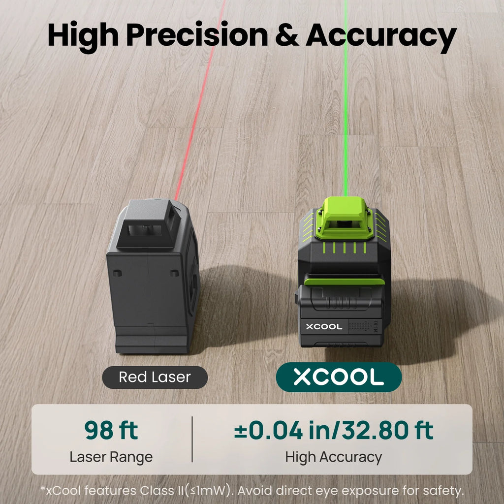 xCool Brillaser 360° Self-Leveling Laser Level with USB-C Rechargeable Battery & IP54 Rating