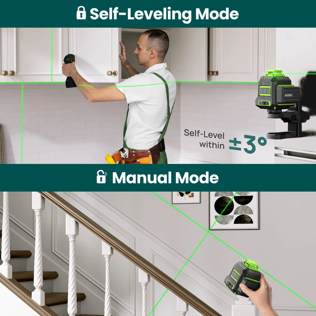 xCool Brillaser 360° Self-Leveling Laser Level with USB-C Rechargeable Battery & IP54 Rating
