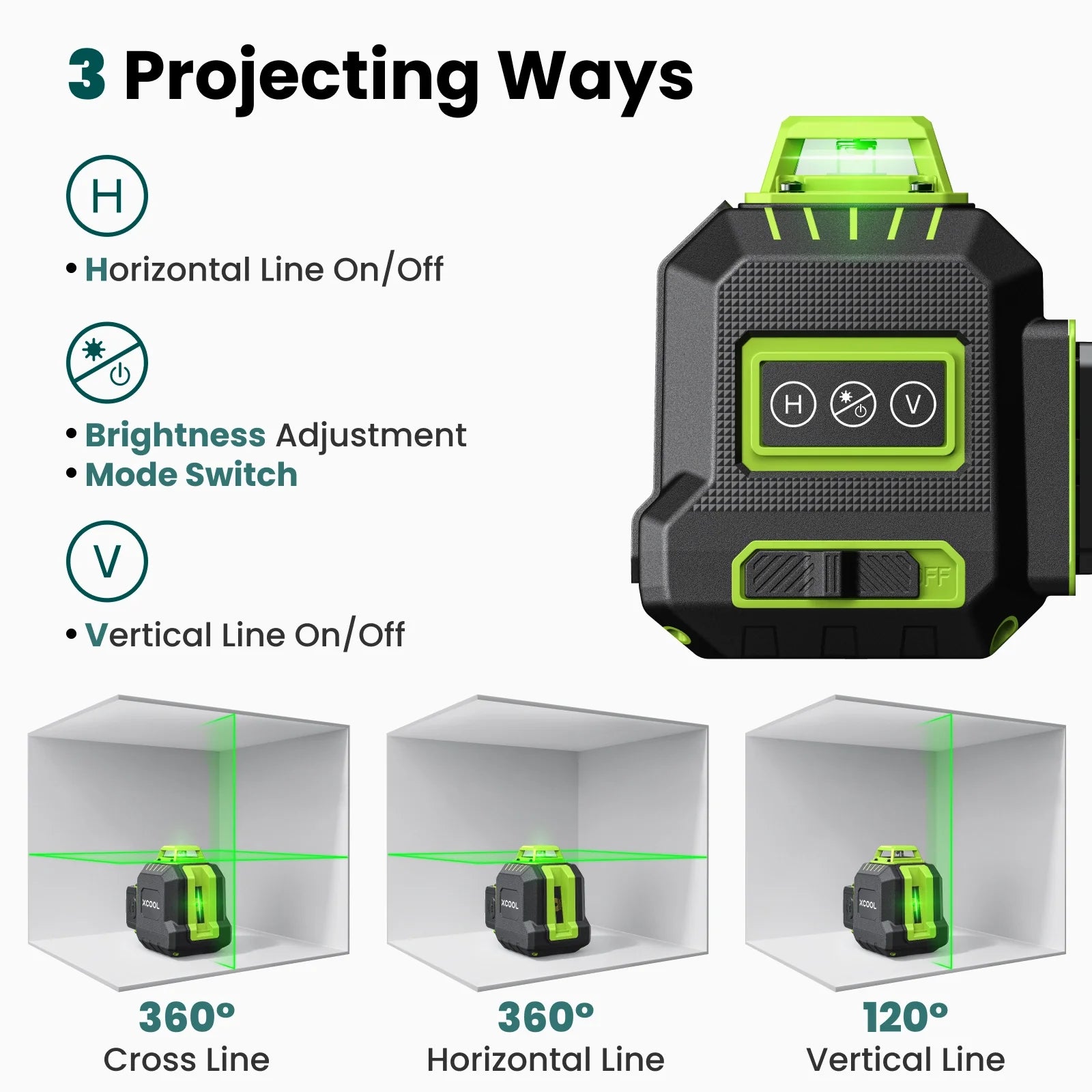 xCool Brillaser 360° Self-Leveling Laser Level with USB-C Rechargeable Battery & IP54 Rating