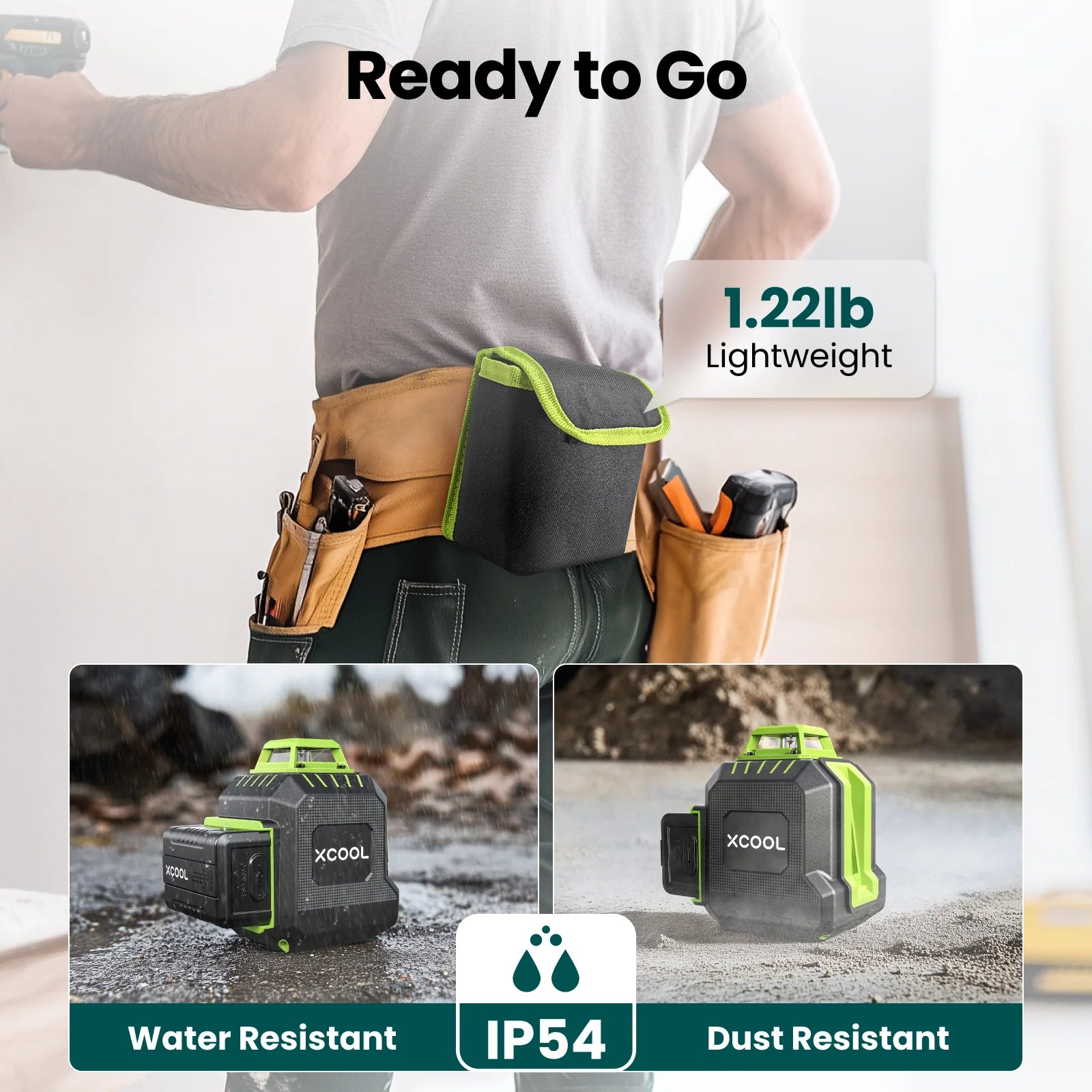 xCool Brillaser 360° Self-Leveling Laser Level with USB-C Rechargeable Battery & IP54 Rating
