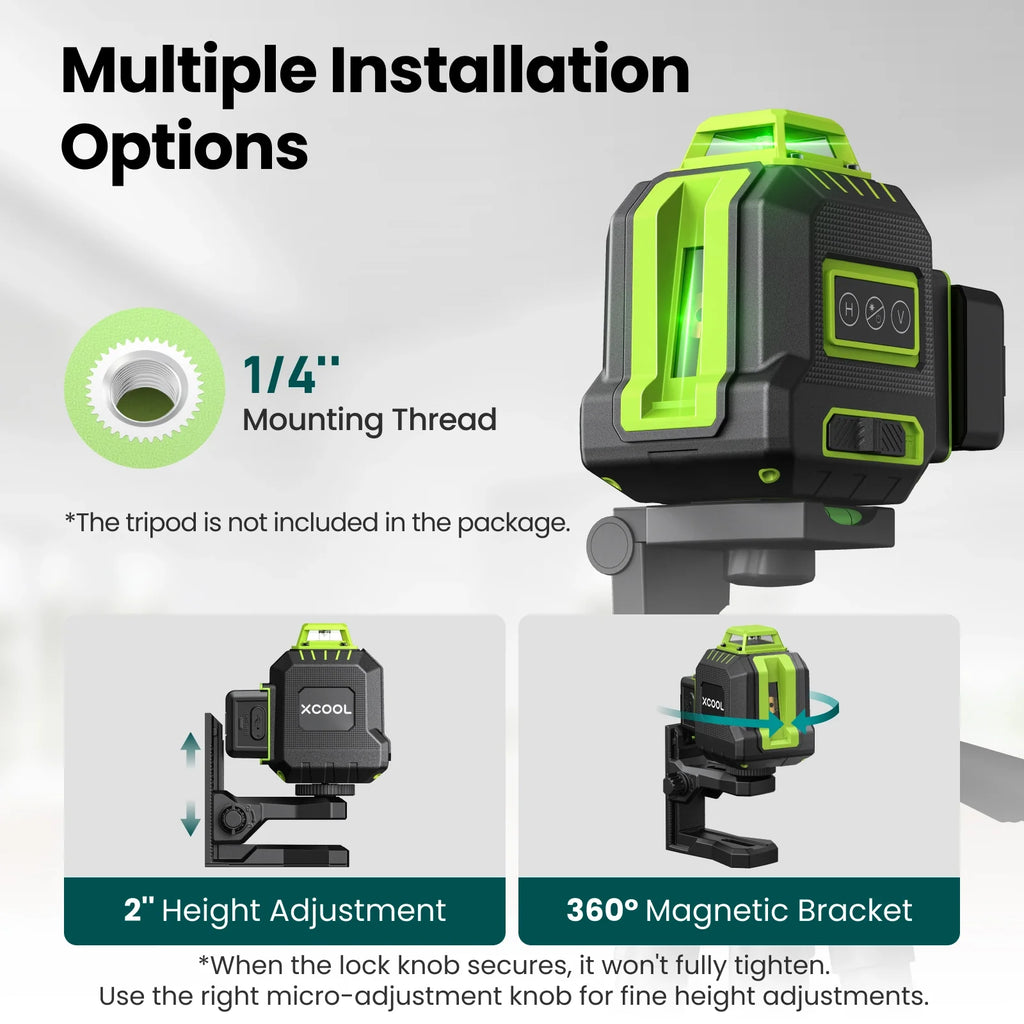 xCool Brillaser 360° Self-Leveling Laser Level with USB-C Rechargeable Battery & IP54 Rating