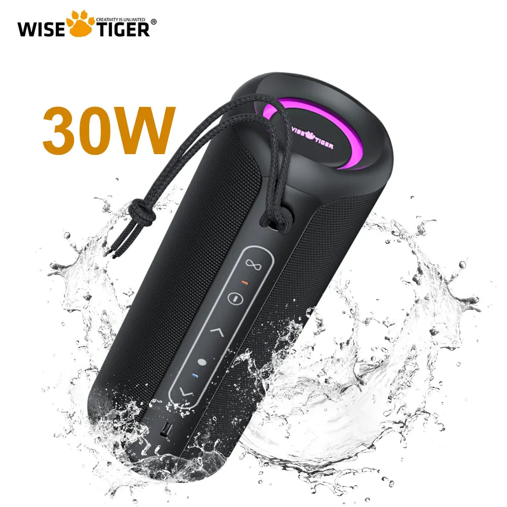 Wisetiger P3 Portable Bluetooth Speaker 30W IPX7 Waterproof with 20-Hour Battery & RGB Lighting