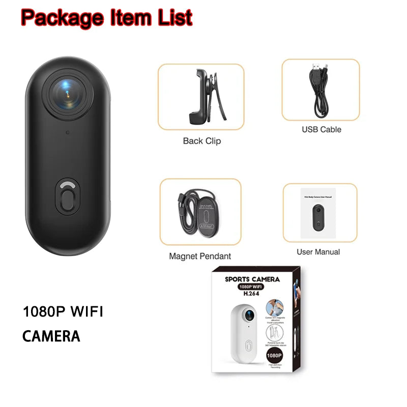 4K Mini Vlog Camera with WiFi, Magnetic Mount & 360° Clip – Waterproof Action Camera