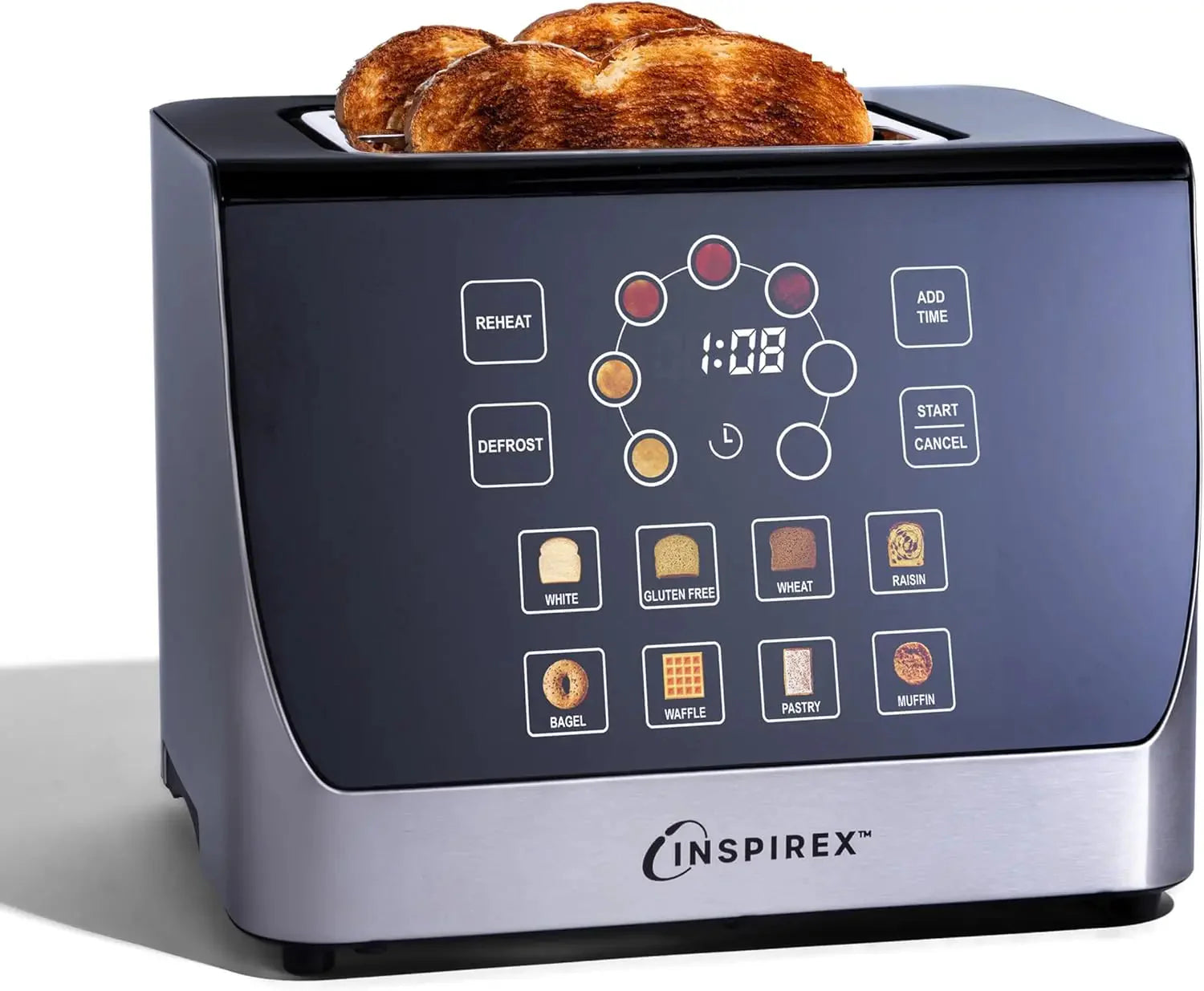 Touch Screen Smart Toaster 2-Slice with 8 Bread Presets, 7 Browning Levels & Digital Timer