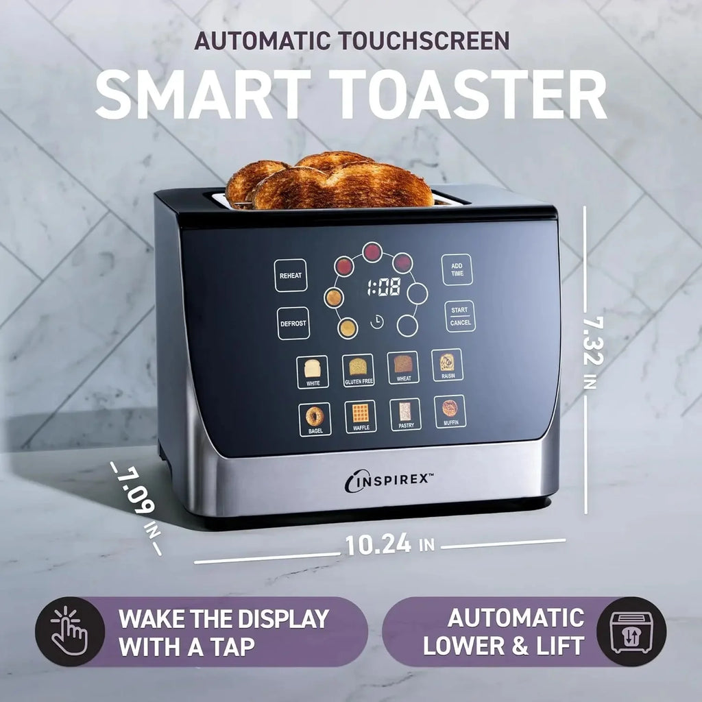 Touch Screen Smart Toaster 2-Slice with 8 Bread Presets, 7 Browning Levels & Digital Timer