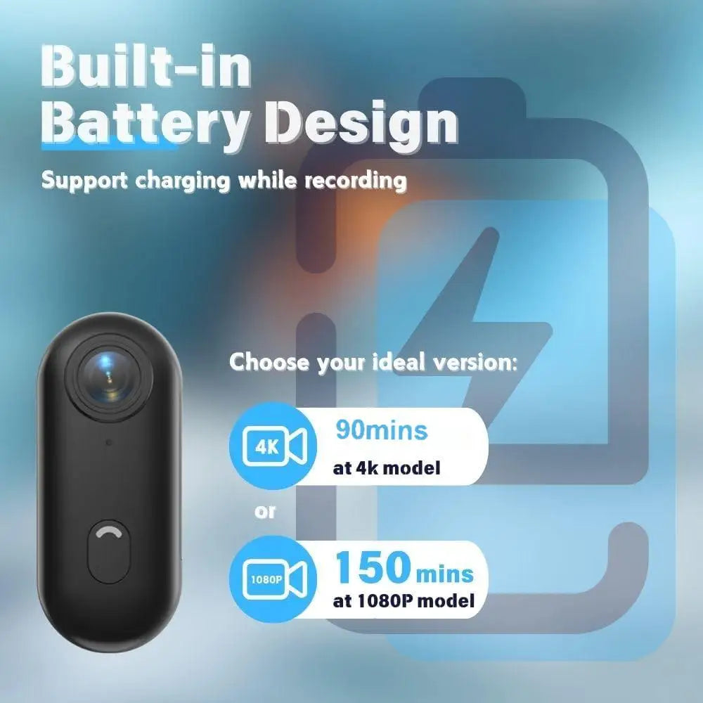 4K Mini Vlog Camera with WiFi, Magnetic Mount & 360° Clip – Waterproof Action Camera