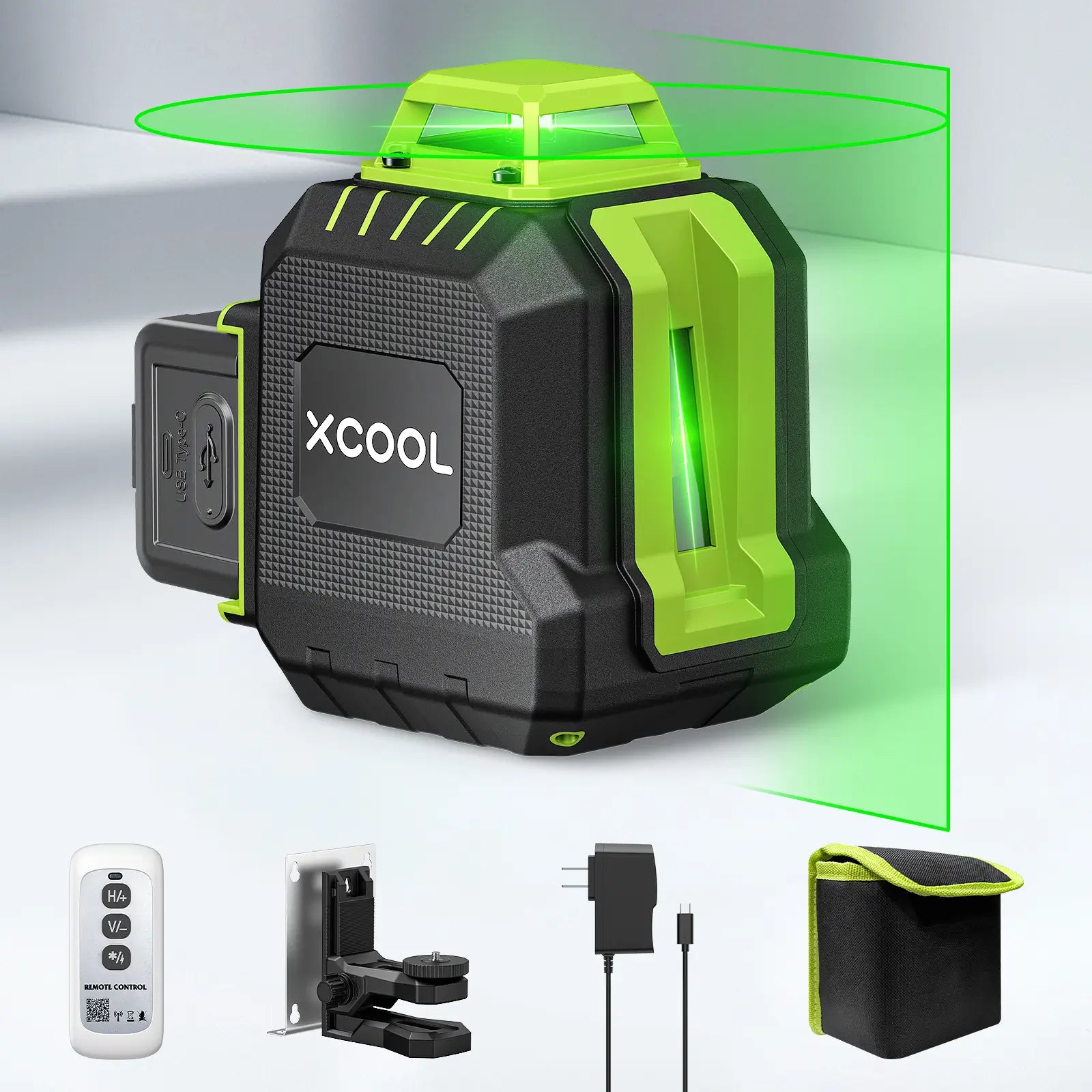 xCool Brillaser 360° Self-Leveling Laser Level with USB-C Rechargeable Battery & IP54 Rating