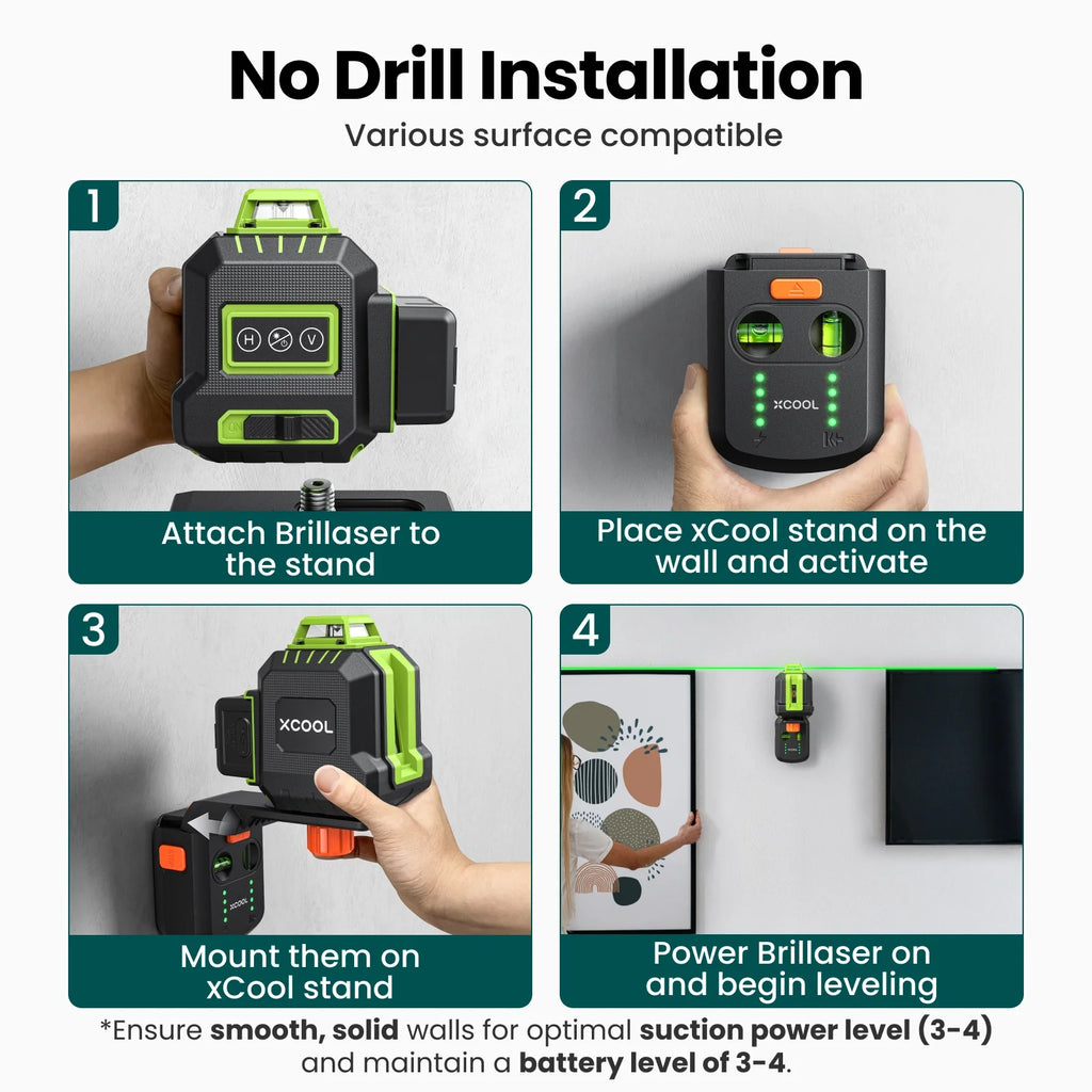 xCool Brillaser 360° Self-Leveling Laser Level with USB-C Rechargeable Battery & IP54 Rating