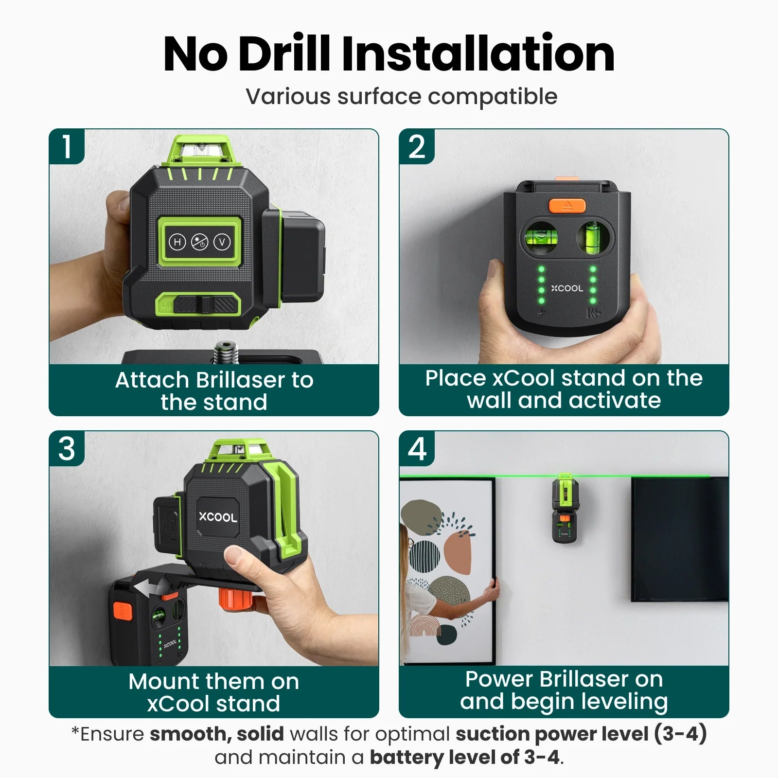 xCool Brillaser 360° Self-Leveling Laser Level with USB-C Rechargeable Battery & IP54 Rating
