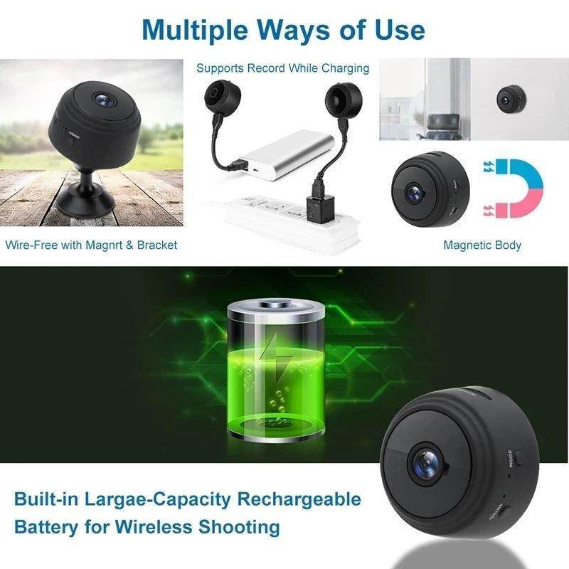 Mini Wireless Magnetic Security Camera 1080P HD with Night Vision, Motion Detection & WiFi App