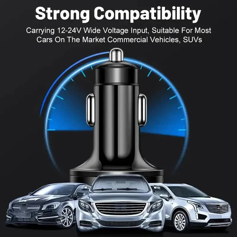 Fast Charging 6-Port Car Charger Adapter 40W QC3.0 with 4 USB + 2 USB-C Ports