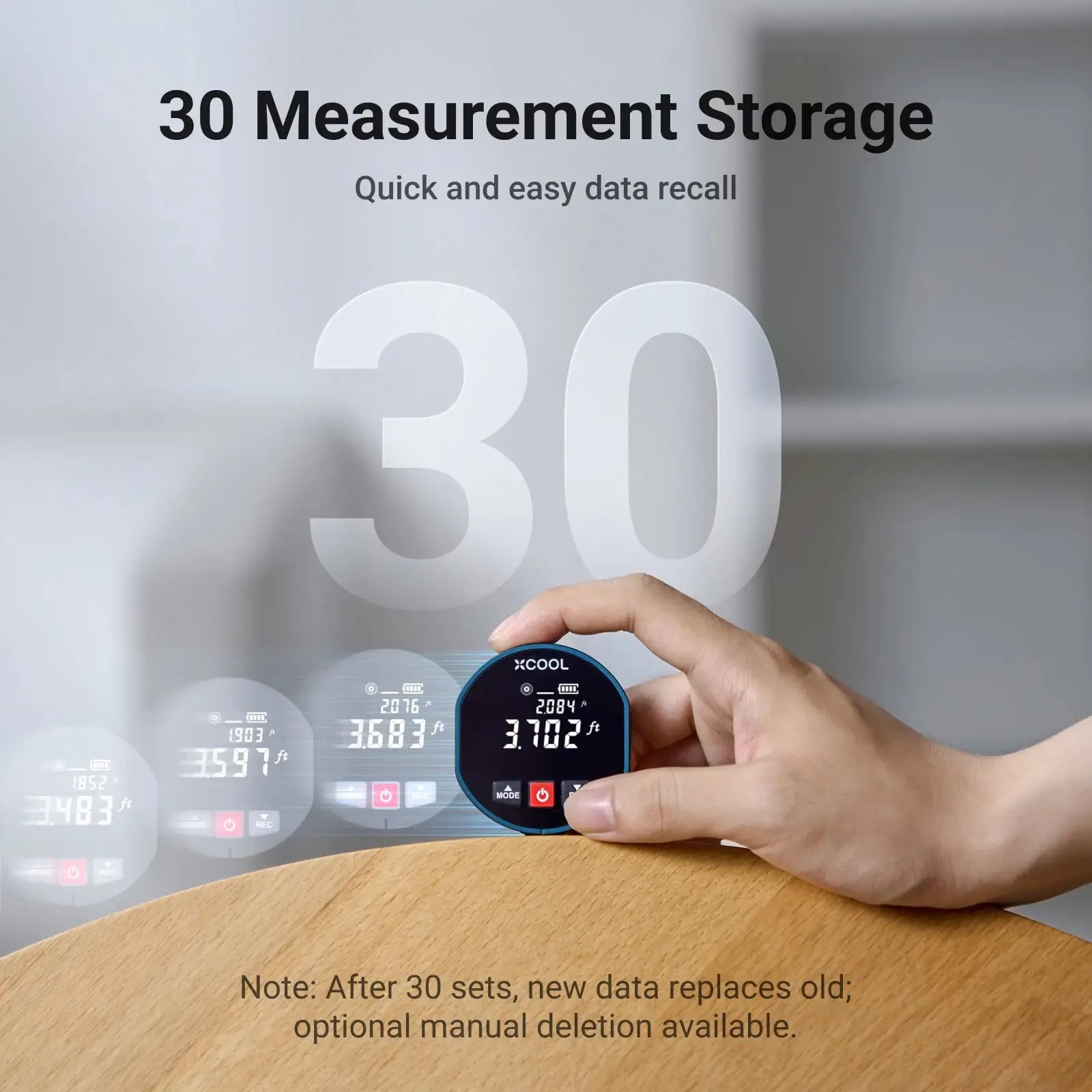 xCool 2-in-1 Rolling & Laser Tape Measure with Digital Readout – 9.8ft Tape & 197ft Laser